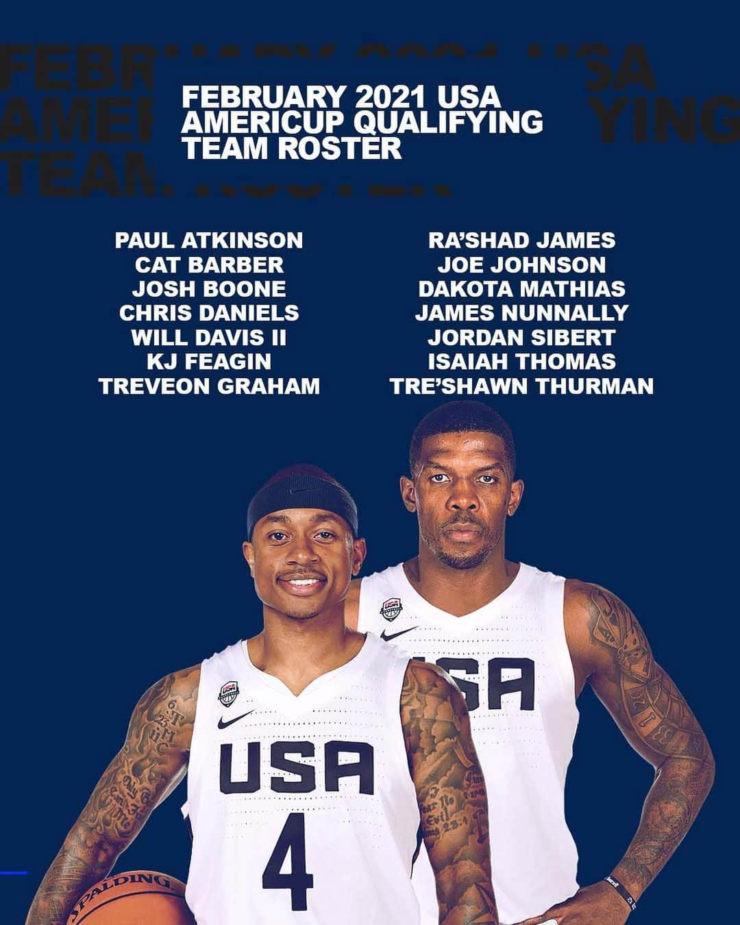 USA Basketballさんのインスタグラム写真 - (USA BasketballInstagram)「It’s official. @isaiahthomas & @isojoe headline the February USA @americup Qualifying Team for games vs 🇧🇸 & 🇲🇽」2月3日 6時51分 - usabasketball