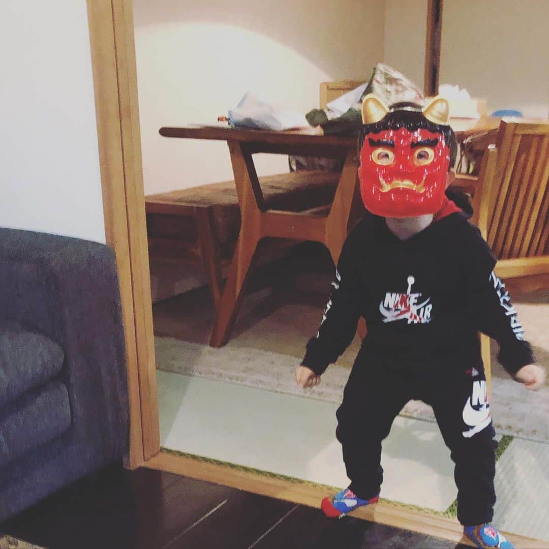 大桑マイミのインスタグラム：「節分  鬼👹は外　　福は内  昨日の夜は小さな鬼がやってきてさっていきました。」