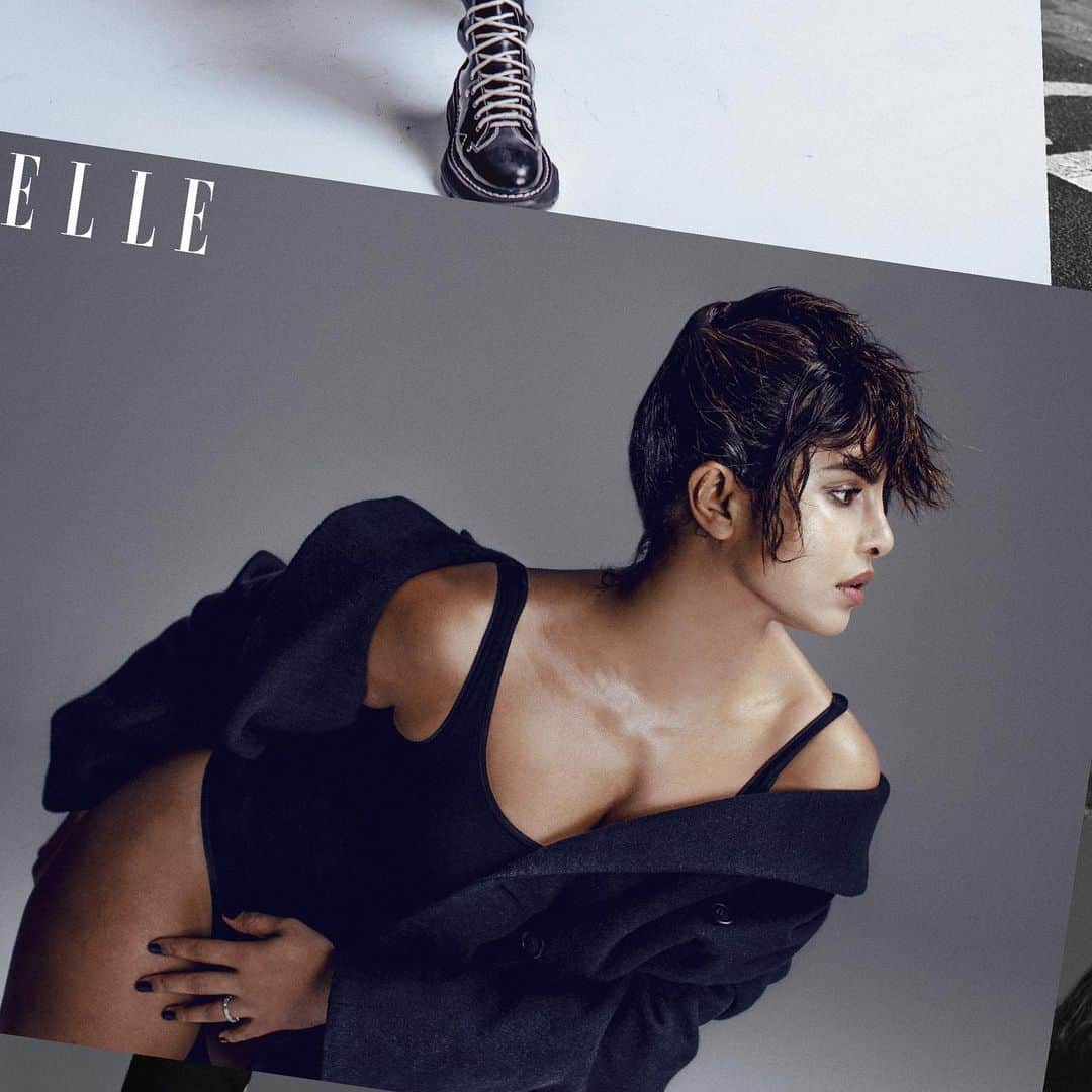 プリヤンカー・チョープラーのインスタグラム：「Elle UK, March 2021  E-I-C: @farrahstorr Creative Director: @misterthomasjames Entertainment Director: @tommacklin Photographer: @liaclay Stylist: @aureliadonaldson Makeup: @ninninummela Hair: @alipirzadeh Nails: @nailsbymh  Seamstress: @chapman_burrell」