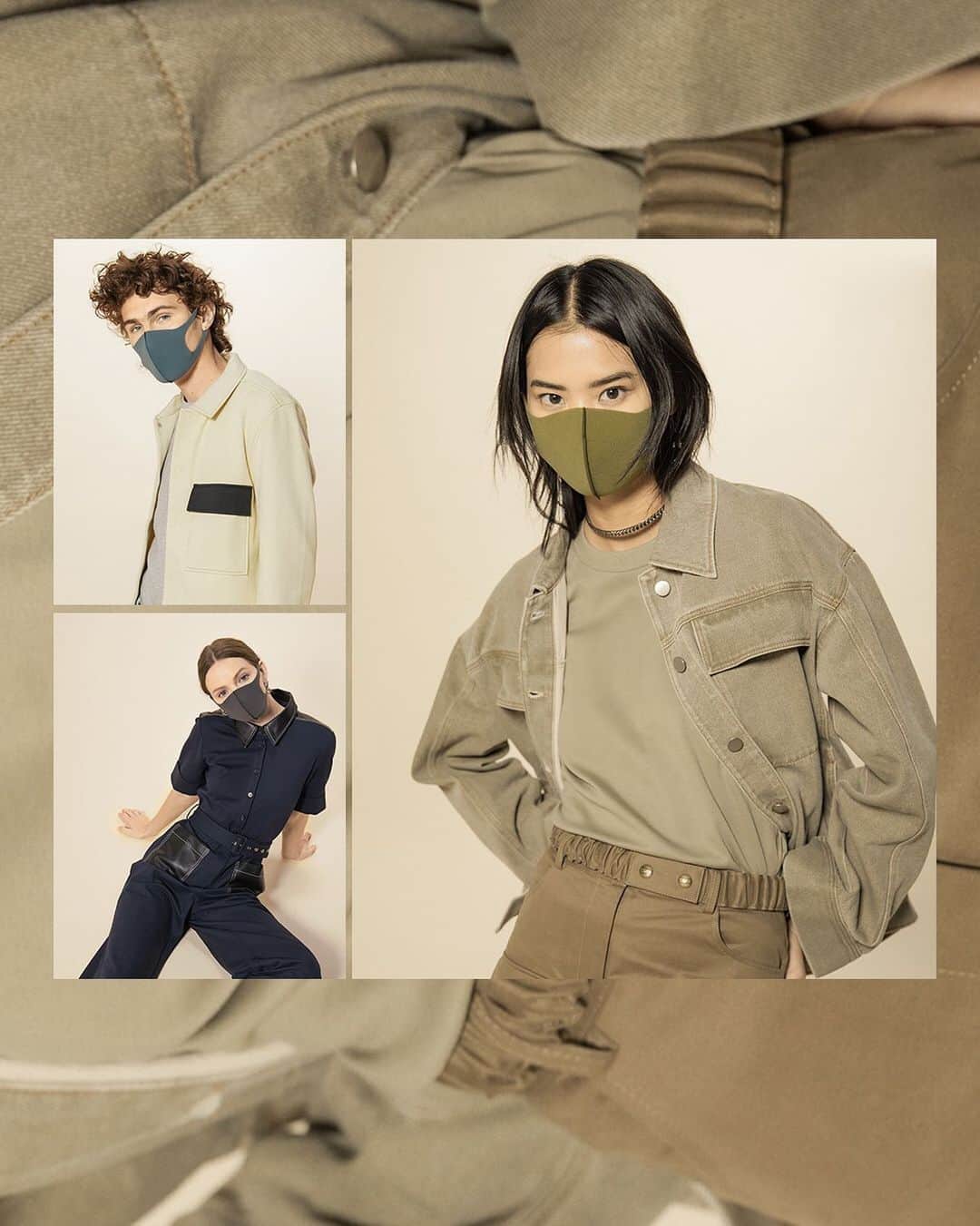 Fashion Weekのインスタグラム：「For your wardrobe consideration: Workwear. The casual-cool trend from the Spring 2021 runways is the perfect blend of laid-back and high-style. Complete the look with @Pitta_Mask, shown in Navy, Khaki and Gray. #PittaMaskSS21 #PittaMask」