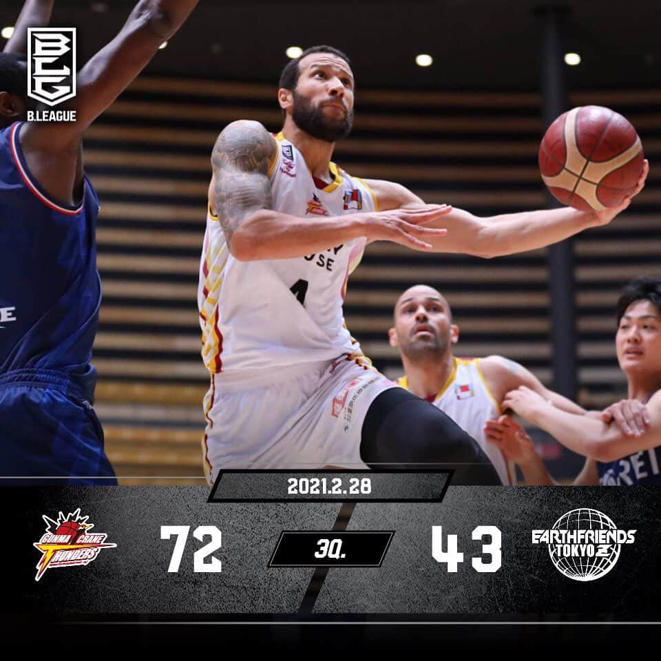 のインスタグラム：「【試合速報】3Q.終了 72点 #群馬クレインサンダーズ  43点 #アースフレンズ東京Z  ハッスルプレーで一気にスイッチが入りリードを広げました！ このまま勝利へ‼️  続きは #バスケットLIVE でご覧ください ▼▼▼ basketball.mb.softbank.jp/lives/6791?utm…」