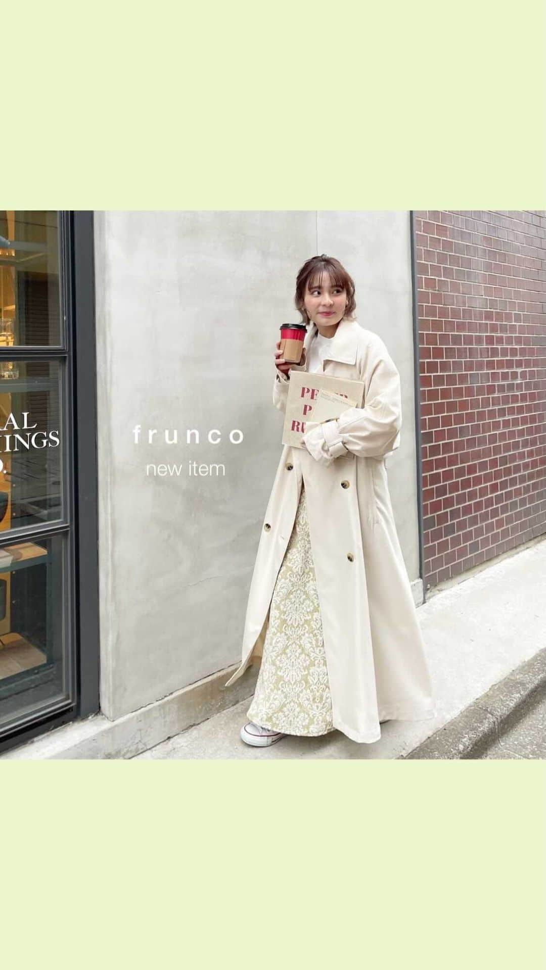 fruncoのインスタグラム：「New item☕ . ラグラントレンチコート/￥9,350 . ジャガードトートバッグ/￥5,500 . ［巾着セット］PVCプリーツショルダーバッグ/￥4,950 .ㅤㅤㅤㅤㅤㅤㅤㅤㅤㅤㅤㅤㅤ ￥1000OFFクーポン発行中！ .ㅤㅤㅤㅤㅤㅤㅤㅤㅤㅤㅤㅤㅤ .ㅤㅤㅤㅤㅤㅤㅤㅤㅤㅤㅤㅤㅤ fruncoにNew itemが追加されました♡ .ㅤㅤㅤㅤㅤㅤㅤㅤㅤㅤㅤㅤㅤ 気になった方はぜひZOZOTOWNで見てみてください☺️ . . . . . .  #frunco #フランコ #韓国ファッション #韓国コーデ #プチプラコーデ #プチプラファッション #淡色 #淡色女子 #淡色コーデ #カフェ巡り #カフェ好きな人と繋がりたい #今日のコーデ #おしゃれさんと繋がりたい #お洒落さんと繋がりたい #コーデ記録 #きょコ #トレンチコート #トレンチコートコーデ #トレンチコート女子 #春アウター #トートバッグ #ジャガードトートバッグ #ショルダーバッグ #ショルダーバッグコーデ #春コーデ」