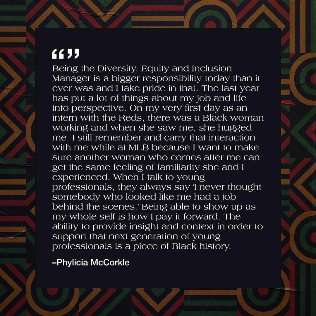 MLBさんのインスタグラム写真 - (MLBInstagram)「This #BlackHistoryMonth, MLB is showcasing the voices of our Black employees to give fans a look into the diverse talent working behind the scenes.  Today, hear from Phylicia McCorkle, our Diversity, Equity and Inclusion Manager.」2月28日 8時09分 - mlb