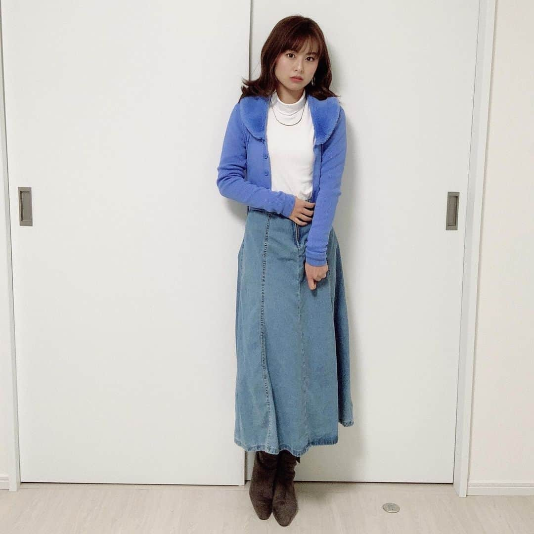 酒井蘭さんのインスタグラム写真 - (酒井蘭Instagram)「tops @uniqlo_with  cardigan @hm  skirt @wajero4  boots @randa_pic  ------------------------ #カーディガン Sサイズです。 #おうち時間  #マヤちゃん #マヤちゃんコーデ #NiziU #hmコラボ #hmniziuコラボ #hmniziu #マヤ #今日のコーデ #きょコ #着回しコーデ #韓国ファッション #韓国服 #デニムスカート #niziu好きな人と繋がりたい #niziuグッズ #niziulab #niziu好きと繋がりたい #niziu好き」2月28日 8時39分 - ransakai0313