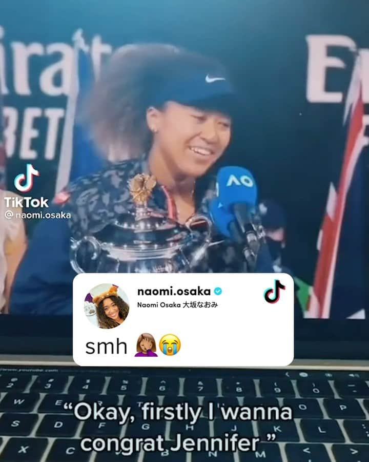 espnのインスタグラム：「Naomi let everyone on TikTok know this was simply an accident 😅 (via @naomiosaka)」