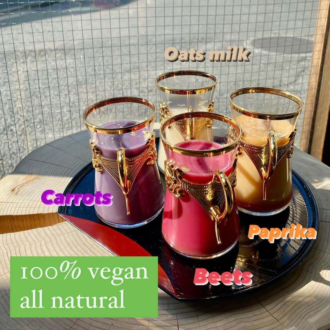 大野南香さんのインスタグラム写真 - (大野南香Instagram)「*﻿ 【Colorful spice latte】﻿ These beautiful colors are all from vegetables! 100% vegan + natural❤︎﻿ Soooo tasty and feels so good.﻿ I love oats milk.﻿ ・White: normal (oats milk+spices)﻿ ・Red: +beets﻿ ・Purple: +purple carrots﻿ ・Orange: + paprika﻿ ︎︎ ︎︎☺︎︎﻿ ︎︎ ︎︎☺︎︎﻿ ︎︎ ︎︎☺︎︎﻿ 【カラフルスパイスラテ】﻿ とっっても鮮やかな綺麗なスパイスラテ😊この色は全部お野菜たちの自然の色。かわいいのに、安心して飲めて、そしておいしい。。。幸せ😊﻿ 白: ノーマル(オーツミルクとスパイス)﻿ 赤: ビーツ入り﻿ 紫: 紫にんじん入り﻿ 橙: パプリカ入り﻿ 私は全部好き！﻿ ﻿ #everydayhappy ︎︎ ︎︎☺︎︎﻿ #latte﻿ #ラテ﻿ #ヘルシー﻿ #料理﻿ #クッキングラム ﻿ #cooking﻿ #healthyfood﻿ #minakaskitchen﻿ #vegansweets﻿ #ヴィーガンスイーツ﻿ #homemade ﻿ #homemadefood ﻿ #vegan﻿ #vegetarian﻿ #plantbased ﻿ #ベジタリアン﻿ #ヴィーガン﻿ #ビーガン﻿ #organic﻿ #organicfood ﻿ #bio﻿ #オーガニック﻿ ﻿」2月28日 14時33分 - minaka_official