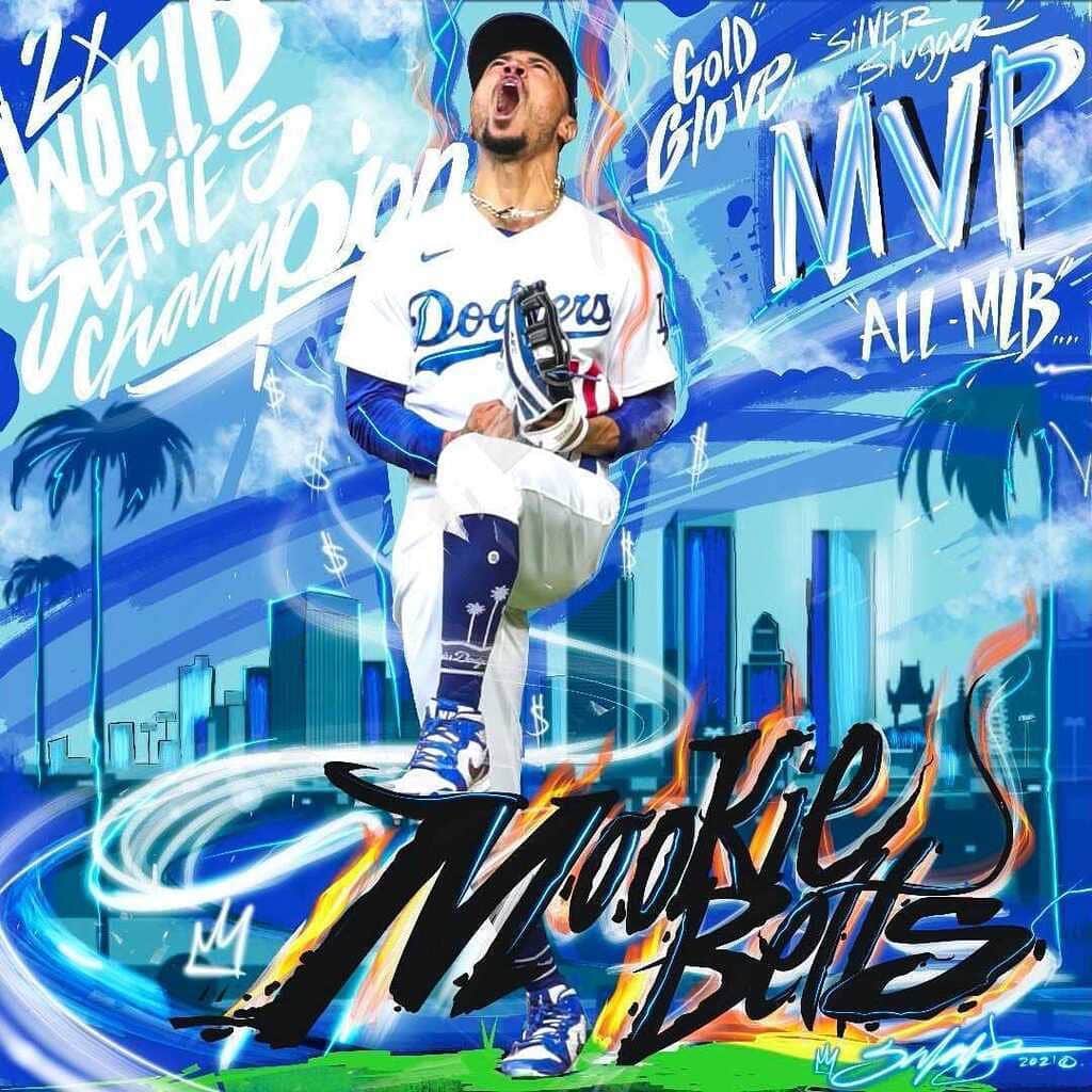 MLBさんのインスタグラム写真 - (MLBInstagram)「A superstar in our midst.  Today, we close out our #BlackHistoryMonth artist series with a piece honoring the man who can do it all, @mookiebetts.  Art by: @kingsaladeen」3月1日 0時29分 - mlb