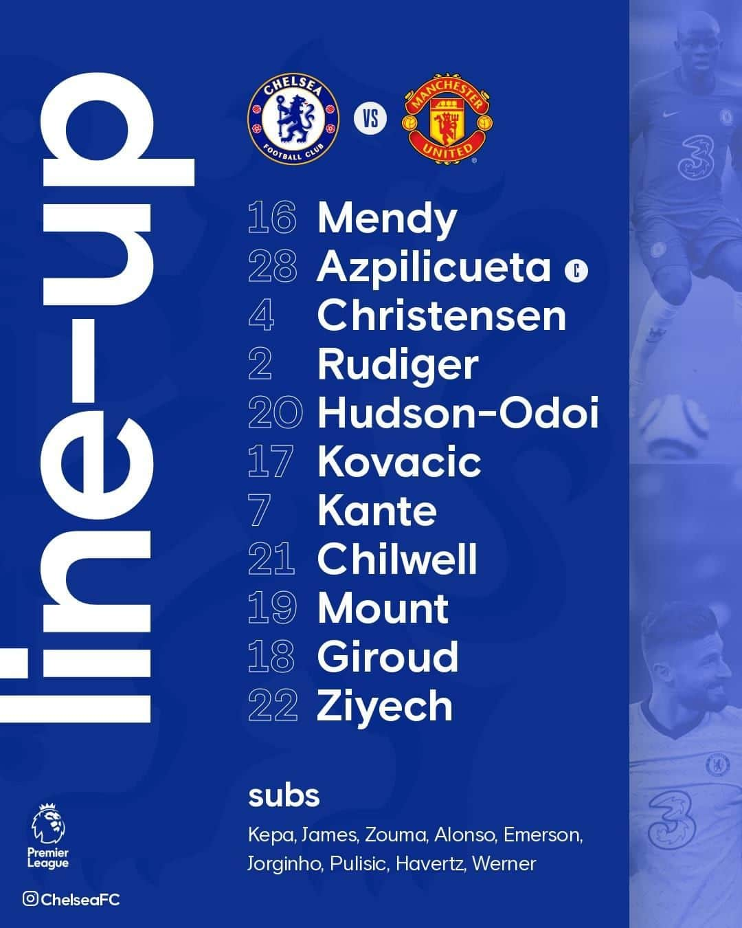 チェルシーFCさんのインスタグラム写真 - (チェルシーFCInstagram)「Here it is, today's line-up for #CHEMUN 🔥 #CFC #Chelsea」3月1日 0時29分 - chelseafc