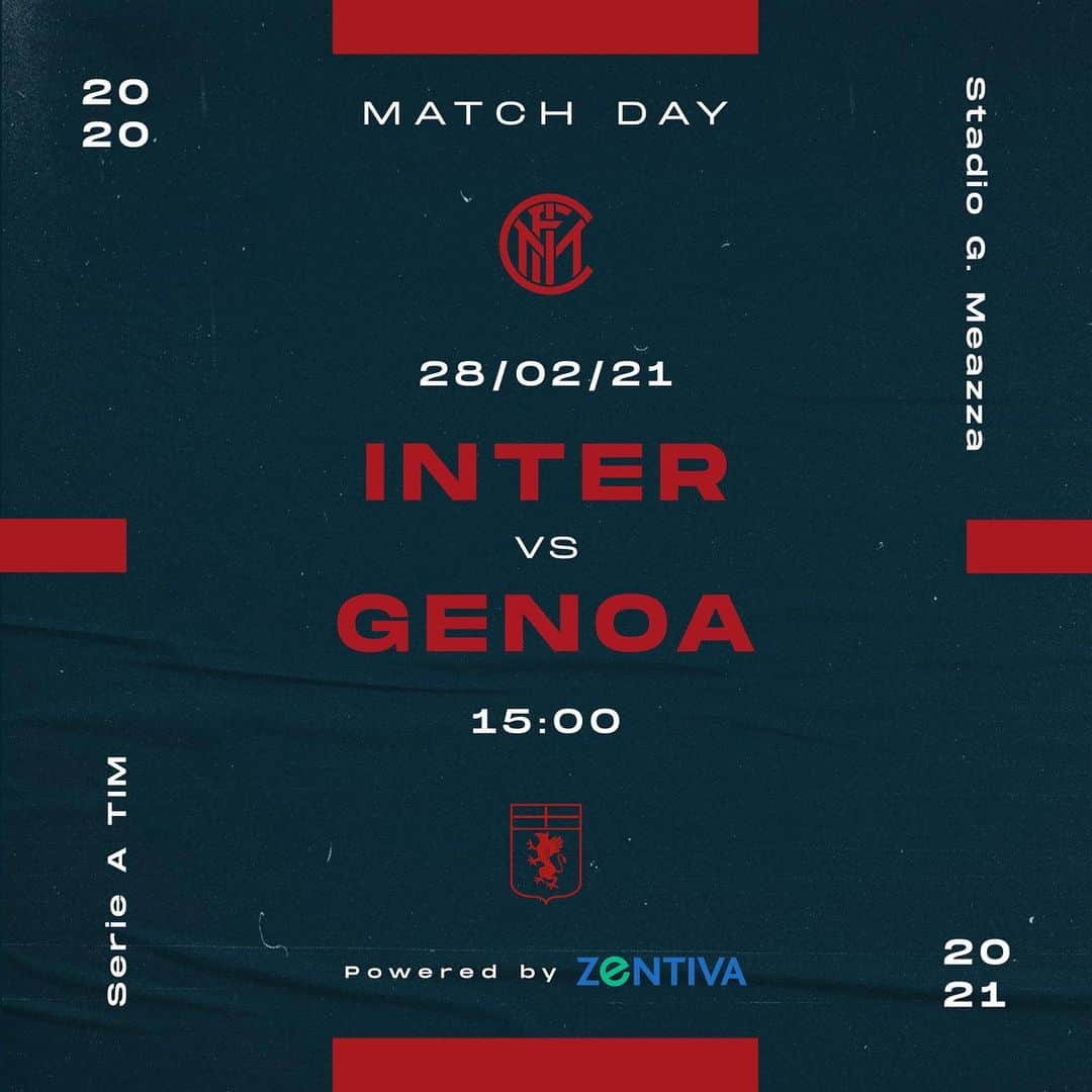 ジェノアCFCさんのインスタグラム写真 - (ジェノアCFCInstagram)「🔴🔵 #InterGenoa   🏆 @seriea   💪 Forza, Grifone!  ✅ @zentivait」2月28日 17時33分 - genoacfc