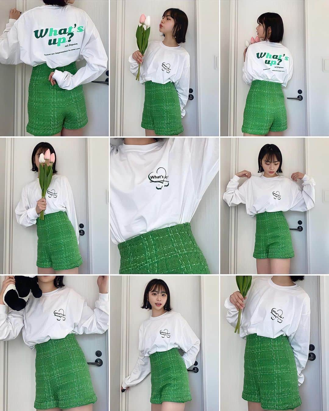 麻生果恩のインスタグラム：「@wup_jp さんのロンT🍏🍏🍏 いつもデザイン素敵で可愛くて 全部欲しくなります💚」