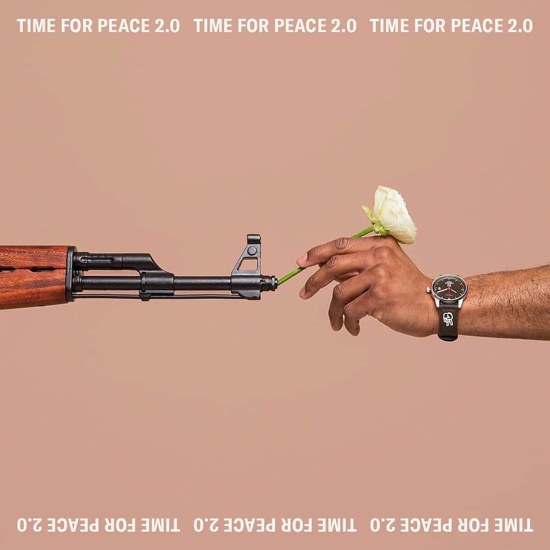 TRIWAさんのインスタグラム写真 - (TRIWAInstagram)「This collection is made from destructed illegal firearms, with the aim to highlight the issues of gun related violence. The watch is developed with our deepest respect to the material and is filled with symbolic references to the cause. For this edition we have enlarged the Humanium mark, and developed two new dial colours - metallic blue and green, with a brushed finish and a matching strap. #triwa #watch #watchesofinstagram #watches #stopgunviolence #peace #ethicalfashion #watchaddict」2月28日 19時21分 - triwa