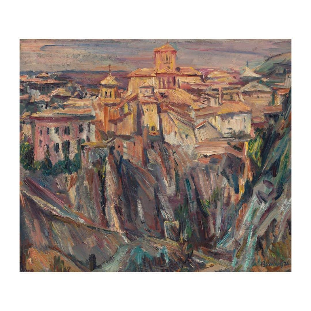 クリスティーズさんのインスタグラム写真 - (クリスティーズInstagram)「Of all the places visited by David Bomberg (1890-1957), Spain quickly became the country he adored.⠀ .⠀ Enthralled by Cuenca's location perched on a high rock ridge, Bomberg eagerly painted a series of expressive canvases.⠀ .⠀ In the present work, the cathedral proudly occupies a lofty position. Set against a sweeping sky vigorously summarised by Bomberg's confident strokes, the prominent religious edifice towers above its neighbours.⠀ .⠀ Rivers flow on either side of the ridge, adding to the sense of energy which he conveyed through his impulsive brushmarks.⠀ .⠀ David Bomberg (1890-1957), 'Cathedral Group, Cuenca', 1934. Estimate: £400,000-£600,000.⠀ .⠀ Modern British Art Evening Sale — 1 March, London.⠀ .⠀ #landscapepainting #painting #landscape #DavidBomberg #Bomberg #spain #cuenca」2月28日 19時52分 - christiesinc