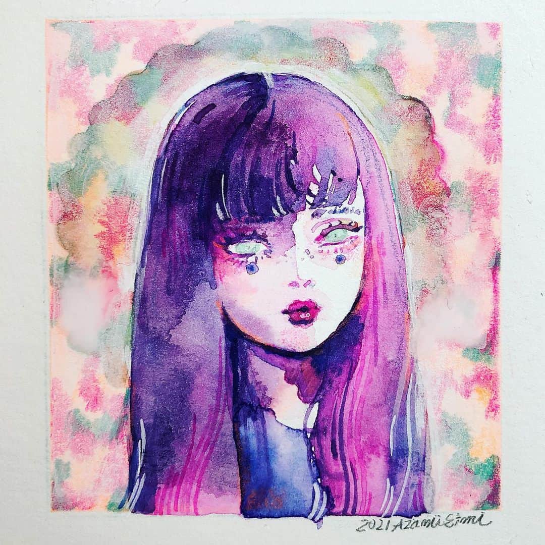 eimiのインスタグラム：「﻿ #イラストレーション#水彩イラスト#水彩插畫#eimicroquis#eimi#AzamiEimi#illustration#drawing#girlsillustration#pink#artwork#watercolorpainting」