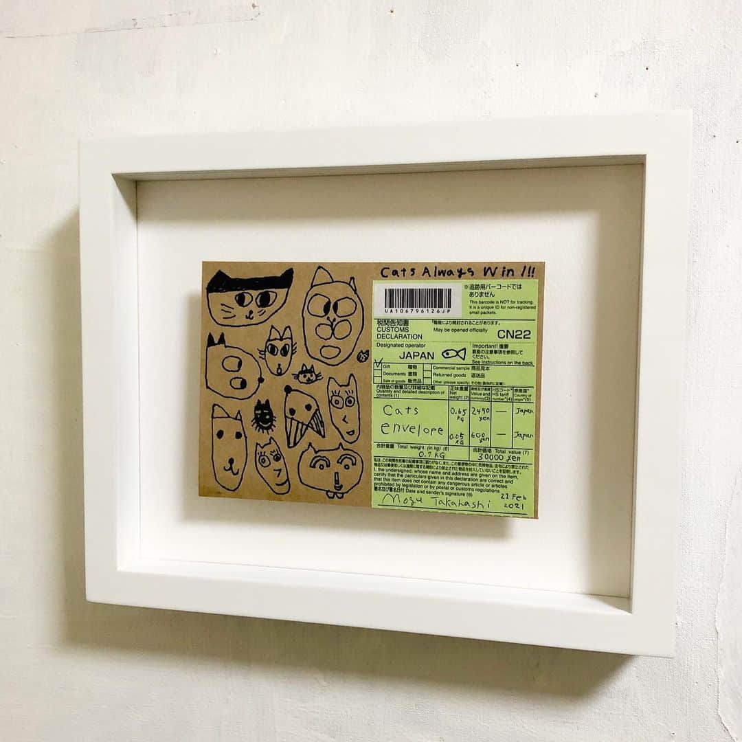 Mogu Takahashiさんのインスタグラム写真 - (Mogu TakahashiInstagram)「Cats Always Win 114x163mm, Pen on envelope / 2021 - 追ってお知らせするのですが、 3月10日(水)から国立新美術館 B1F スーベニアフロムトーキョー内で展示をおこないます。おみしりおきを💌 #mogutakahashi #🌼🌼🌼」2月28日 20時46分 - mogutakahashi