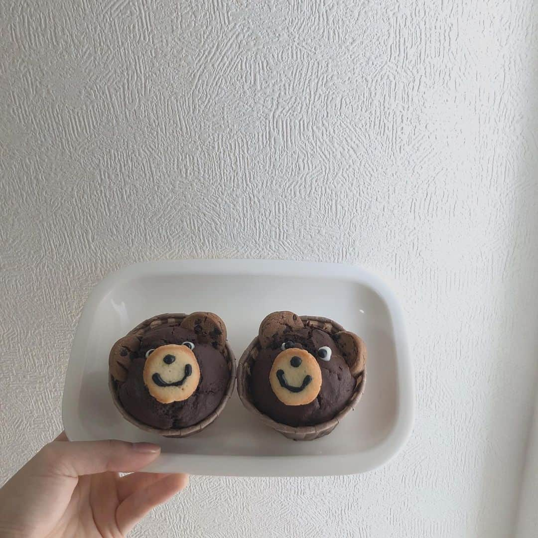 下村実生さんのインスタグラム写真 - (下村実生Instagram)「クマフィン作ってみた🧸 結構可愛く出来た気がするけど、、、どうですか？  #クマフィン #マフィン #おうちカフェ」2月28日 23時21分 - miki_shimomura_