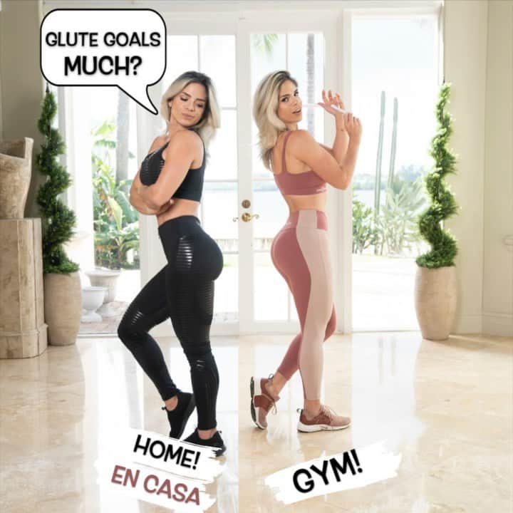 Michelle Lewinのインスタグラム：「GLUTE by GLUTE🍑 -Home vs Gym exercises🥳  A complete workout routine for those who wants RESULTS: 1️⃣15 repetitions per leg - 5 sets 2️⃣12 repetitions per leg - 4 sets 3️⃣20 jumps - 5 sets 4️⃣12 repetitions per leg - 4 sets  Outfit: @one0one_101 ❤️ Video @MaiTieProductions & @jimmy_lewin」