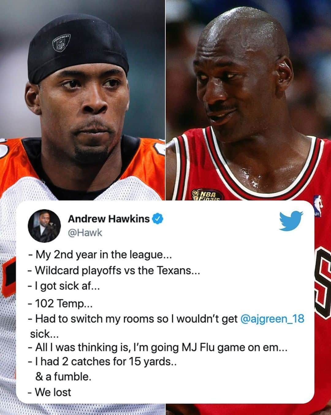 スポーツセンターのインスタグラム：「Not every “Flu Game” goes like Michael Jordan’s 😂 (h/t @hawk)」