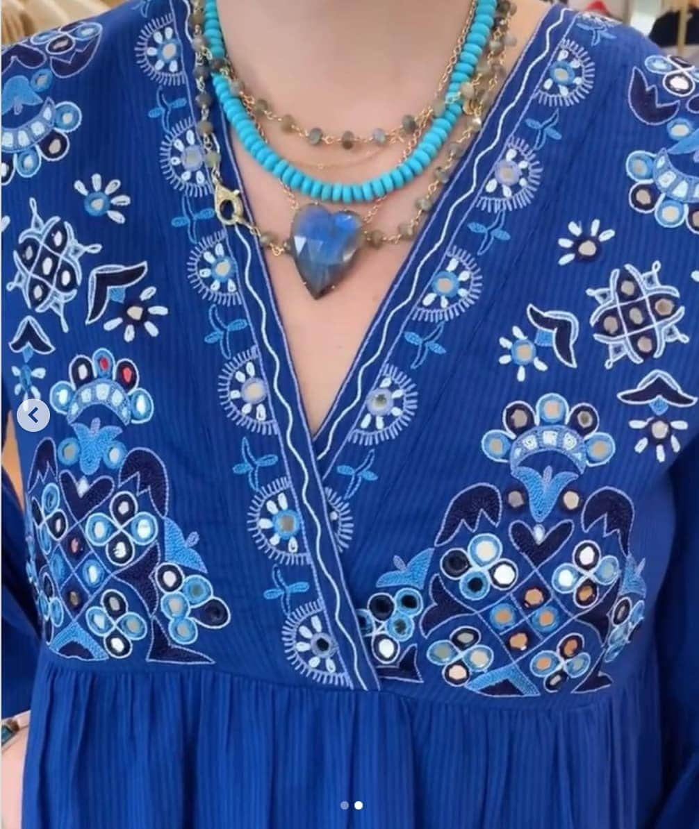 ミーガンパークのインスタグラム：「Embrace the Monday Blues // all the shades and intricate embellishments to get you through the start of your week in style. Via our fabulous US stockist @vermillionstyle in North Carolina. Shop our SS21 collection there now x」