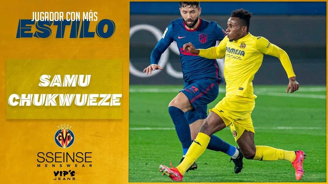 ビジャレアルCFのインスタグラム：「Menudo partidazo se ha marcado @chukwuezesamuel8 en el #VillarrealAtleti. El nigeriano 🇳🇬 ha sido elegido como el Jugador con Más Estilo de @vips_jeans & @sseinse 🤵.  What a performance by @chukwuezesamuel8 during #VillarrealAtleti. The Nigerian 🇳🇬 has been named @vips_jeans and @sseinse’s Most Stylish Player🤵.  #Villarreal #futbol #football #soccer #laliga」