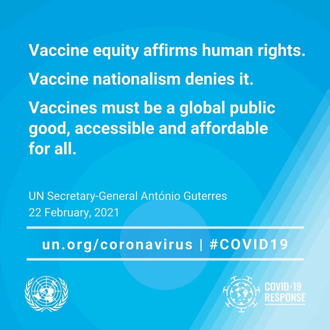 アントニオ・バンデラスさんのインスタグラム写真 - (アントニオ・バンデラスInstagram)「Vaccine equity affirms human rights. Vaccines nationalism denies it. Vaccines must be a global public good, accessible & affordable for all.  That’s what @antonioguterres told the Human Rights Council about the importance of #COVID19 vaccines for all.  I couldn’t agree more!   👉  bit.ly/46HRC2021  #StandUp4HumanRights @unitednations」3月1日 7時53分 - antoniobanderas