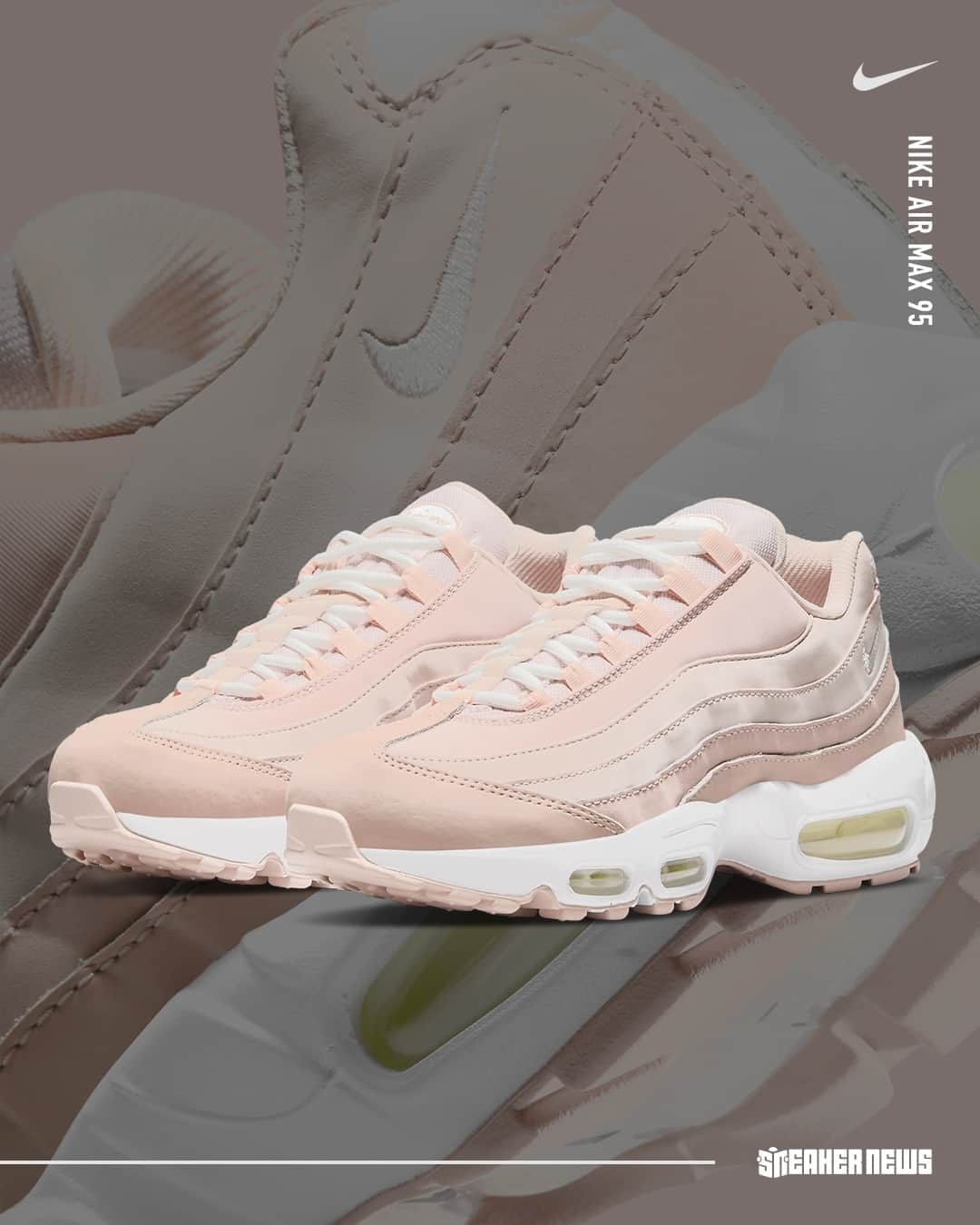 Sneaker Newsさんのインスタグラム写真 - (Sneaker NewsInstagram)「A slight modification has been made to this upcoming Air Max 95 "Shimmer", as the mesh upper is replaced with leather to hide the silhouette's standard eyelets. For a closer look at this upcoming women's release, hit the link in our bio.」3月1日 8時01分 - sneakernews