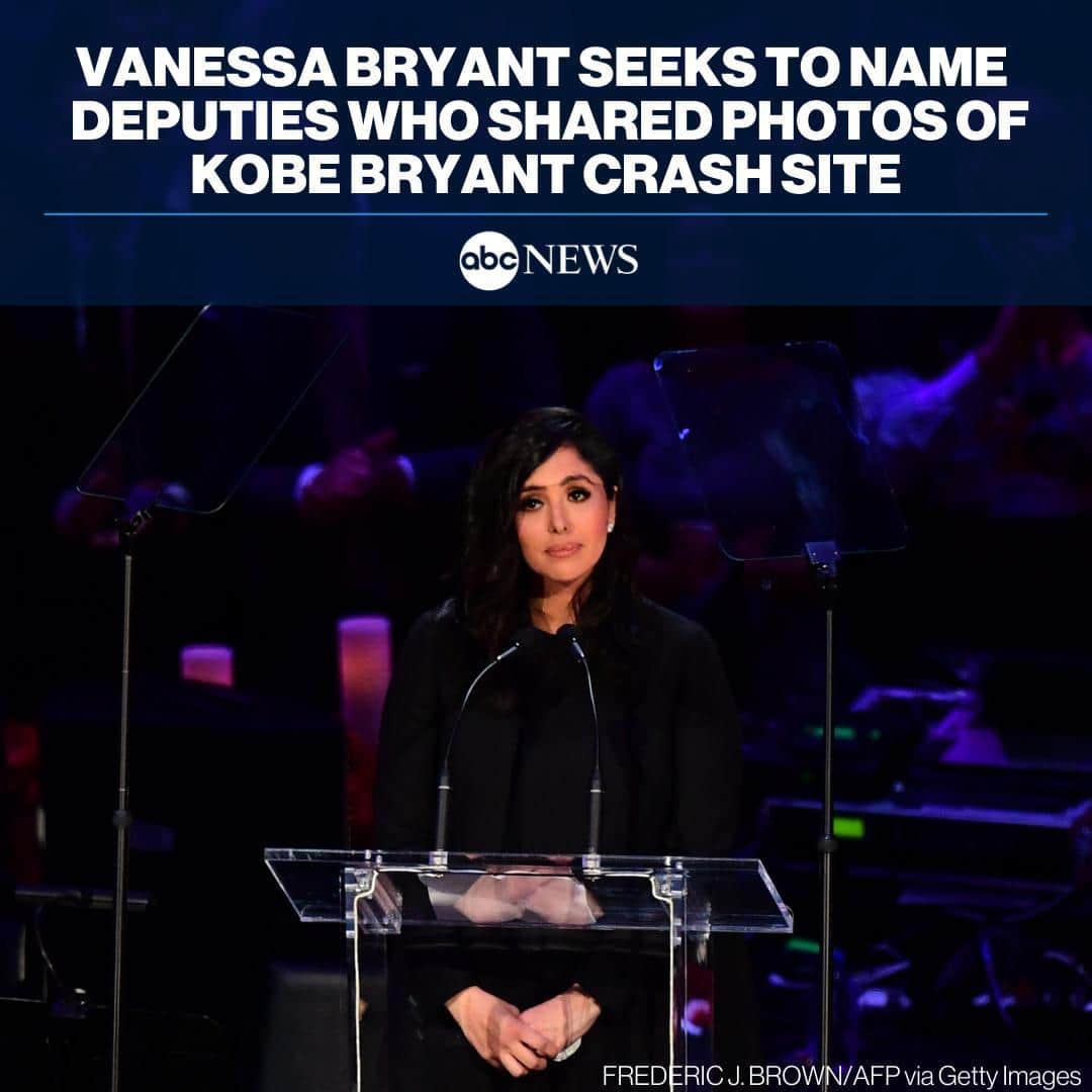 ABC Newsさんのインスタグラム写真 - (ABC NewsInstagram)「Vanessa Bryant, the widow of NBA legend Kobe Bryant, is seeking to publicly name the Los Angeles County deputies who allegedly shared the photos of the helicopter crash site that killed her husband, daughter and seven others. MORE AT LINK IN BIO.」3月1日 8時31分 - abcnews