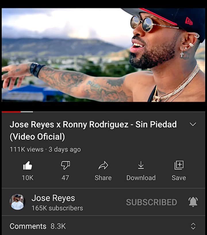 ホセ・レイエスのインスタグラム：「Un guante el que más comenté en este post.  #sinpiedad @sietemusicofficial Follow 🙌」