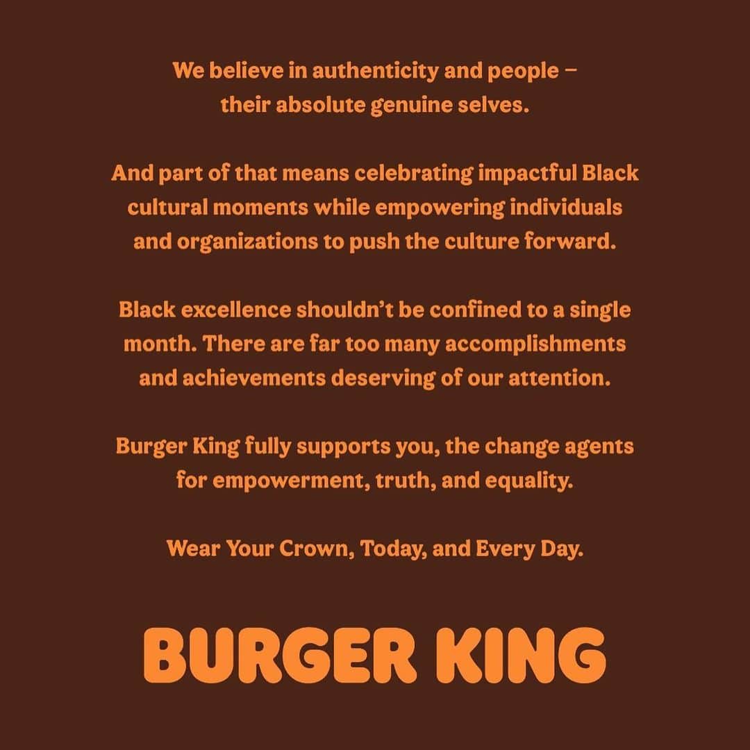 バーガーキングさんのインスタグラム写真 - (バーガーキングInstagram)「Black History Month may be over, but Black excellence continues to shine. stay tuned for more to come. #WearYourCrown」3月1日 8時57分 - burgerking