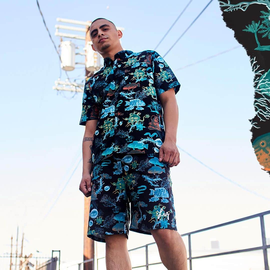 エルアールジーのインスタグラム：「Ocean Survivalist Deep Water Culture | Underwater Woven Shirt & Short | Available Now. #lrgclothing」