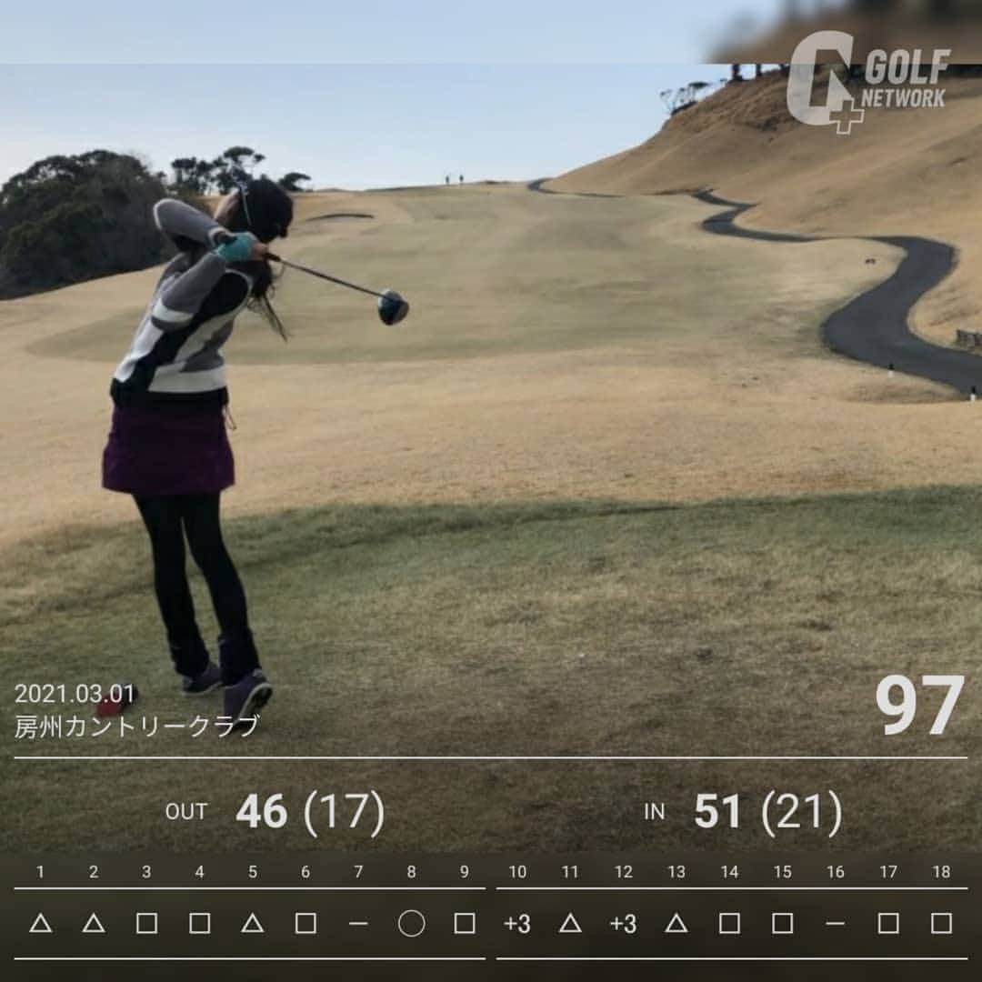 佐々木実季のインスタグラム：「昨日は後半46でハーフベスト更新できたよ⛳✨前半(IN)51叩いちゃったから、100切れないかな〜と思ってたけど切れて良かった🎶やっぱりバンカーからのバーディーが効いたね😁 お昼に時間あったからパター練習した甲斐あってか、後半パター少し安定しました✨やっぱり練習は大事だー🏌※日付が3/1になってますが2/28でした💦 #房州カントリークラブ #ゴルフ #adidasgolf #デルソルゴルフ #フットジョイ #パラディーゾ #paradiso #delsol #アディダスゴルフ #footjoy #ブリヂストンゴルフ #ゴルフ女子 #⛳ #🏌 #ゴルフ大好き #ゴルフ上手くなりたい #ゴルフ好きな人と繋がりたい #ゴルフ女子と繋がりたい #golf #lovegolf」