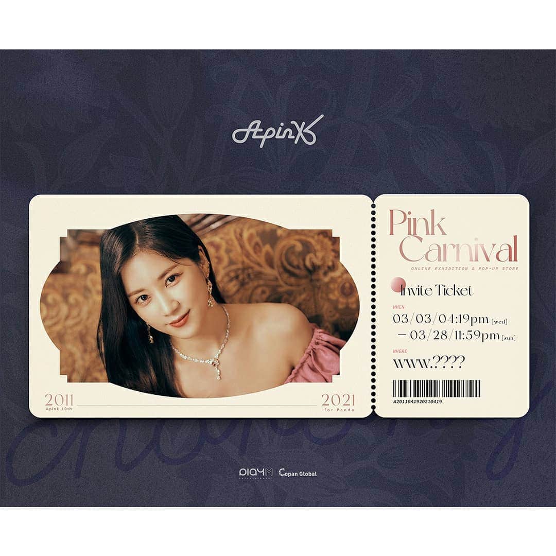 Apinkさんのインスタグラム写真 - (ApinkInstagram)「[#에이핑크] Apink 10th Anniversary project 'Pink Carnival'(Online Exhibition & Pop-up Store) Teaser  🎟Coming Soon🎡🎉 ▶ 2021.03.03 04:19PM (Wed) ~ 2021.03.28 11:59PM (Sun)  #Apink #Pink_Carnival #박초롱」3月1日 12時01分 - official.apink2011