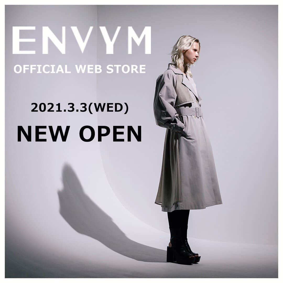 ENVYMのインスタグラム：「※INFORMATION※﻿ ﻿ ﻿ 【OFFICIAL WEB STORE NEW OPENのお知らせ】﻿ ﻿ 『ENVYM WEB STORE』﻿ 2021年3月3日(水) 12:00  NEW OPEN！！﻿ ﻿ ＿＿＿＿＿＿＿＿＿＿＿﻿ ﻿ ﻿ 2021年3月1日(月) 0:00〜3月3日(水) 12:00まで﻿ サイトリニューアルによる﻿ システムメンテナンスを行っております。﻿ 大変ご不便をお掛けいたしますが、﻿ ご理解賜りますよう何卒宜しくお願い申し上げます。﻿ ﻿ ﻿ ﻿ #envym」