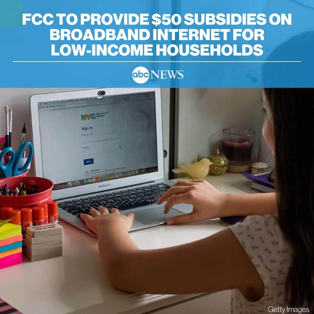 ABC Newsさんのインスタグラム写真 - (ABC NewsInstagram)「The FCC has given the green light to a program that provides low-income households monthly $50 subsidies for broadband internet. MORE AT LINK IN BIO.」3月1日 14時31分 - abcnews