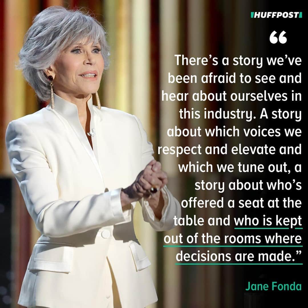 Huffington Postさんのインスタグラム写真 - (Huffington PostInstagram)「Jane Fonda received the Cecil B. DeMille Award at the 2021 Golden Globe Awards on Sunday and powerfully addressed the need for diversity in storytelling in her acceptance speech. The honor celebrated her career, which has spanned five decades, and her activism. ⁠ ⁠ “You know, I have seen a lot of diversity in my long life, and at times I have been challenged to understand some of the people I’ve met, but inevitably, if my heart is open and I look beneath the surface, I feel kinship,” she told viewers.⁠ ⁠ The actor explained how stories “really can change people” before she pointed out: “But there’s a story we’ve been really afraid to see and hear about ourselves and this industry. The story about which voices we respect and elevate and which we tune out.”⁠ ⁠ She elaborated that some in Hollywood are “offered a seat at the table” while others are “kept out.”⁠ ⁠ Fonda implored listeners to “expand that tent so that everyone rises and everyone’s story has a chance to be seen and heard.”⁠ ⁠ “Let’s be leaders,” she concluded.⁠ ⁠ Fonda’s speech continued an ongoing plea to the Hollywood Foreign Press Association, which puts on the Golden Globes Awards each year, to be more inclusive. The organization of international journalists notably lacks even a single Black member and has not had one in at least the last 20 years.⁠ ⁠ See Fonda's speech at our link in bio. //📝 @ohheyjenna // 📷 Getty Images」3月1日 15時30分 - huffpost