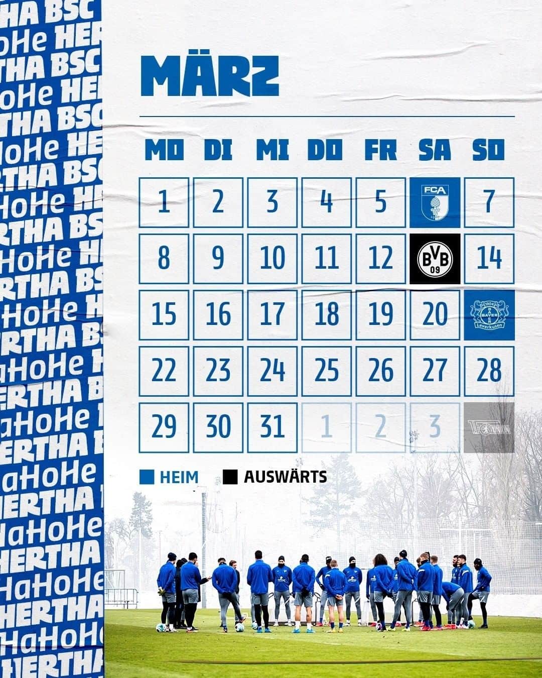 ヘルタ・ベルリンのインスタグラム：「März 2021! ✌️👋 . . #GemeinsamHertha #HaHoHe #herthabsc」