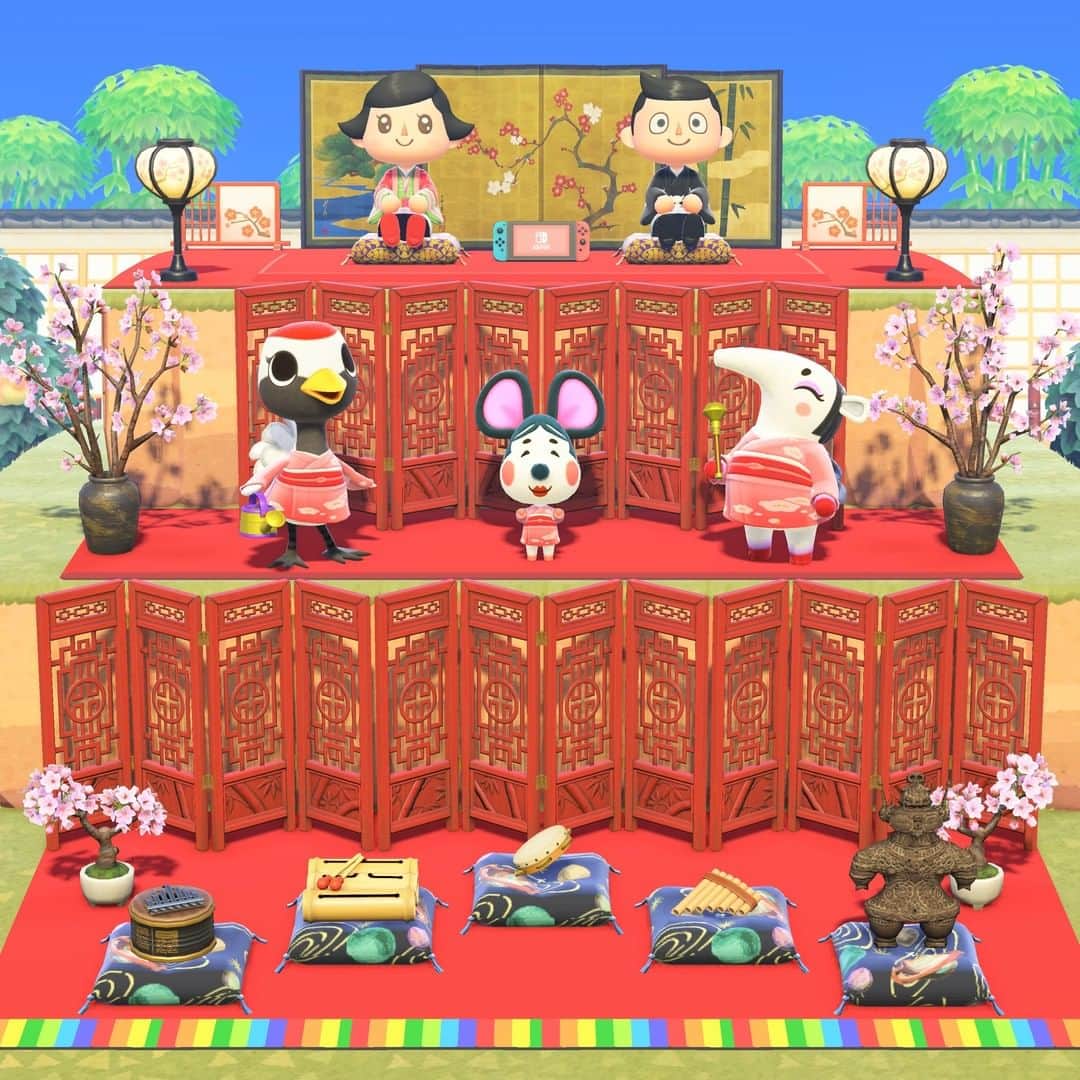 のインスタグラム：「#3月3日 #ひなまつり #あつまれどうぶつの森 #NintendoSwitch #ひな祭り #お雛様 #京雛 #どうぶつの森 #AnimalCrossing #Nintendo #任天堂」