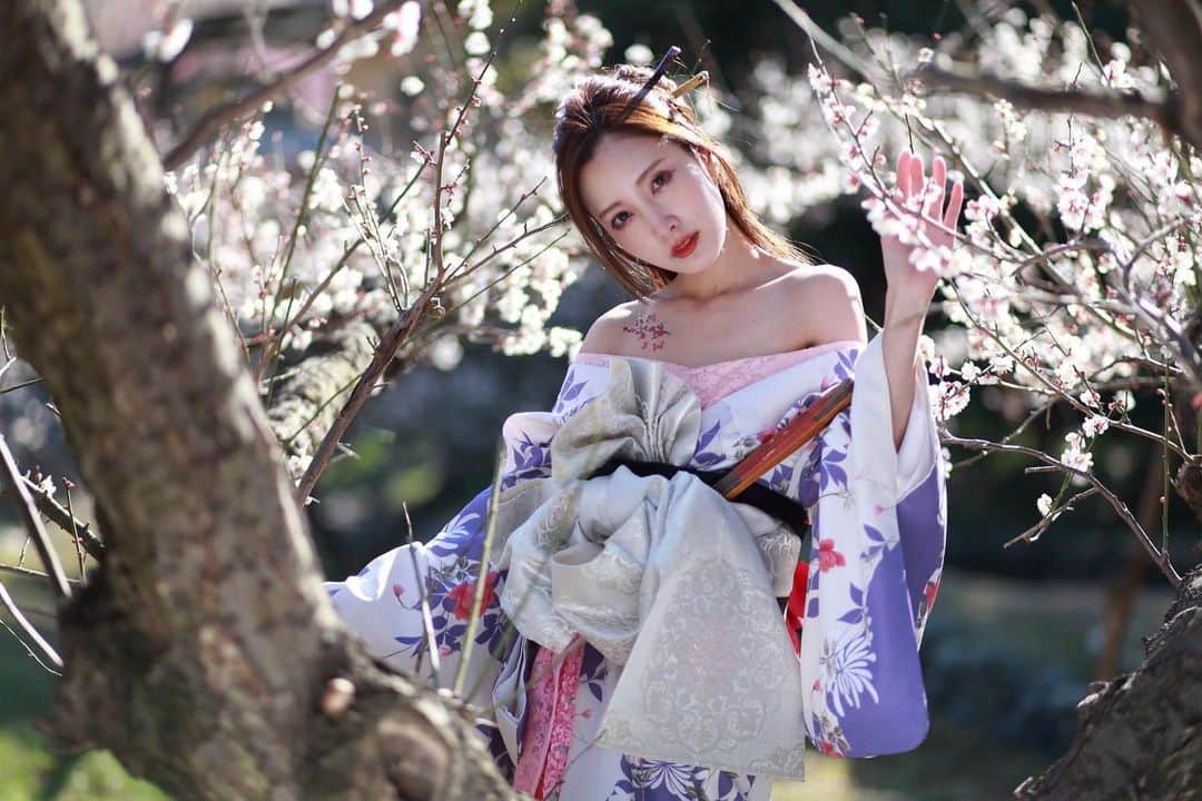 浅香ななみさんのインスタグラム写真 - (浅香ななみInstagram)「. 毎回変わる着物アレンジが楽しみ💗 photographer:わたる . . #美マージュ #撮影会 #越生 #梅林 #kimono」3月3日 21時17分 - _773.a_