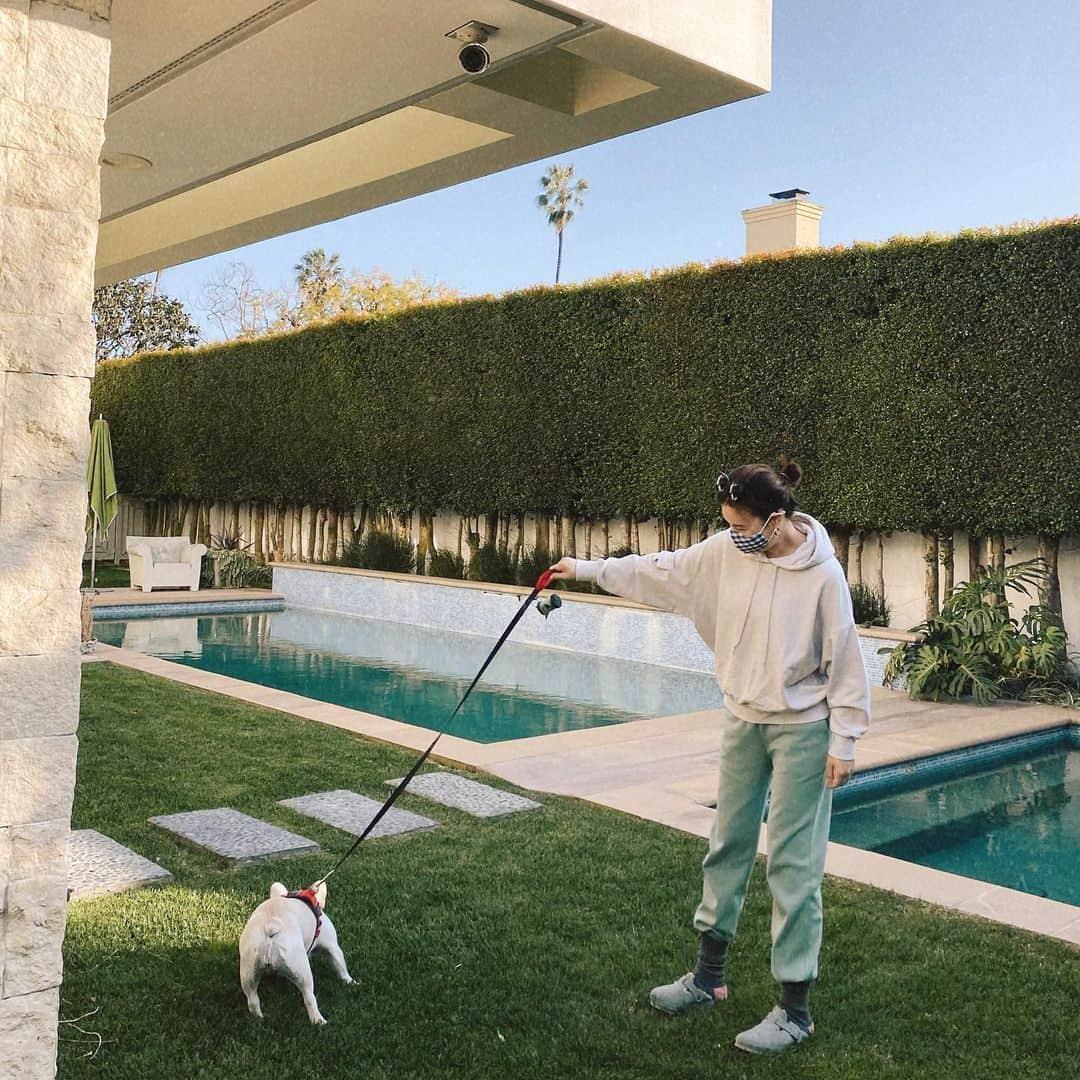 パク・ウンジのインスタグラム：「Lazy Sunday 🐶🐽 #superbowl」