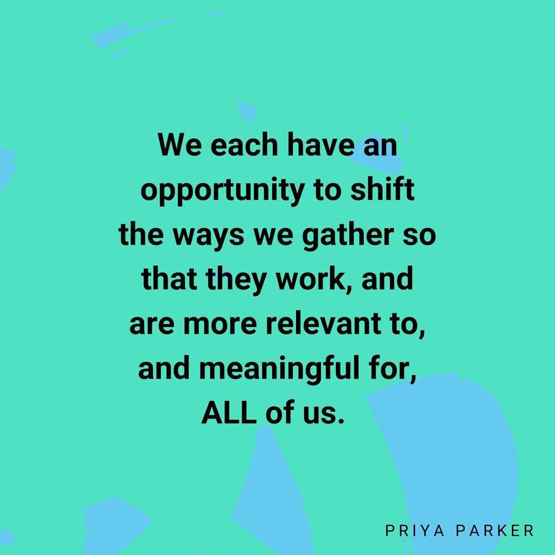 エリー・ゴールディングさんのインスタグラム写真 - (エリー・ゴールディングInstagram)「Hi there, I’m Priya Parker (@priyaparker). My mission is to equip people with the inspiration, courage and know-how to create transformative gatherings for themselves and their communities.  🪞🪟I’m a group conflict resolution facilitator. What does that mean? I’m trained in group dialogue and deliberation and help communities (organizations, teams, political movements, families) fight well and dream together.  📓I’m a student of political and social thought, organizational design and public policy. I’m interested in power dynamics in systems and groups, and how change happens.   📚I wrote a book called THE ART OF GATHERING: HOW WE MEET AND WHY IT MATTERS on how any of us can create meaningful, transformative experiences for and with our people.   🎙I’m the host and executive producer of the @nytimes @magnificentnoise podcast #TogetherApart. It’s a 9-episode series that explores how we STILL can create meaning together even in a global pandemic.   ❤️I am also a mother of two little ones and trying to do “all the things” with @anandwrites.   I am a lover of dance💃🏽, reading📚, ☕️ &🍷with friends, 🗽New York, public spaces, and 🍁. And I am grateful to be here – Ellie, thank you for sharing your platform to share the ideas of others.  Whether you are new to me and my work, or not, what I HOPE to leave you with today is that anyone can create a powerful gathering when they ask the right questions and don’t have a predetermined fixed idea of what “it has” to look like.」2月8日 3時42分 - elliegoulding