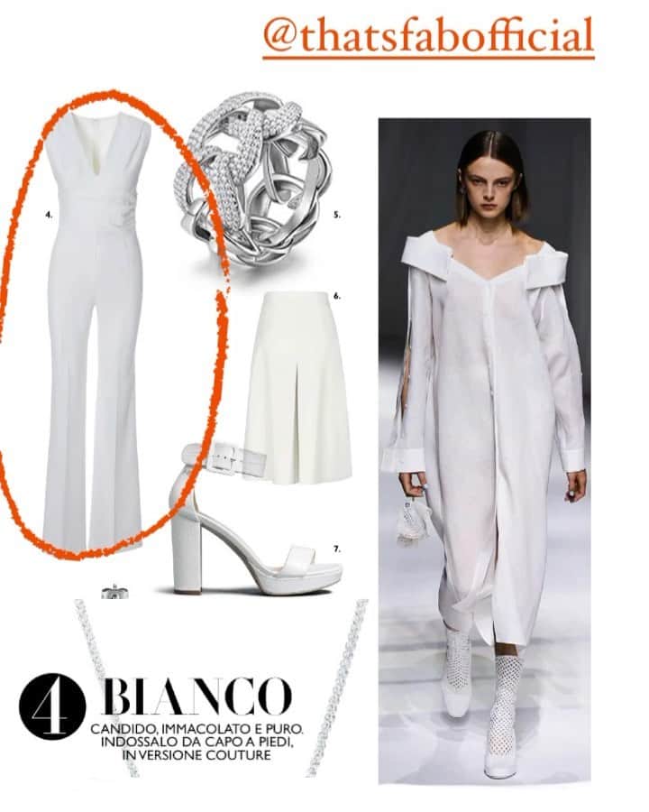 のインスタグラム：「Bianco, candido, immacolato e puro, indossalo da capo a piedi in versione couture con la jumpsuit @compagniaitaliana 🤍  #white #glam #cool #magazine #editorial」
