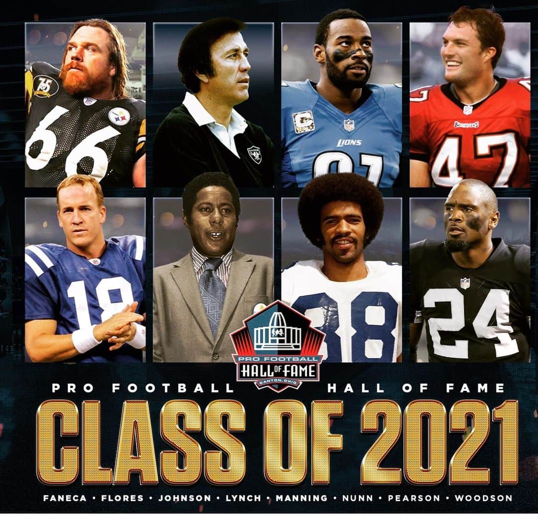 レイ・アレンのインスタグラム：「Congratulations to all of the men just announced to be inducted into the pro football Hall of Fame class of 2021. @charleswoodson @megatron #peytonmanning #drewpearson #billnunn #tomflores #johnlynch #alanfaneca #superbowl55」