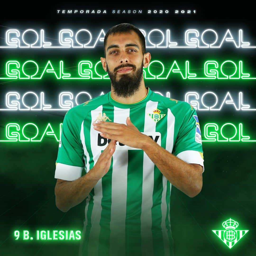 レアル・ベティスさんのインスタグラム写真 - (レアル・ベティスInstagram)「38’ ⏱⚽ ¡¡¡GOOOOOOOOOOOOL DEL REAL BETIS!!! 👏🐼 ¡¡Marca Borja Iglesias!! -- 38’ ⏱⚽️ GOAL! 👏 Borja Iglesias taps in an assist from Emerson!!!! 🐼  💚⚪ #RealBetisBarça 1-0 🔵🔴  #DíaDeBetis」2月8日 5時41分 - realbetisbalompie