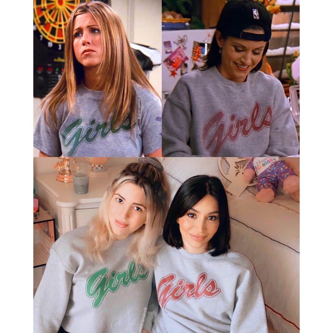 マリリン・モンローのインスタグラム：「link in bio • No Valentine’s this year? No problem! You got your girls! Shop all these cute 90s/y2k inspired looks!! From @velvet.apparel 🤍 #friends #rachelgreen #friendstvshow #centralperk #monicageller #love #ad #cute #feminist #girls #sweatshirt #centralperk #chandlerbing #cute #cozy #sale #vintage #vintageclothing #jenniferaniston #cute #❤️ #😍 #90s #2000s #y2kfashion #y2koutfits #y2kaesthetic #90sfashion #90saesthetic #y2k #y2kstyle」