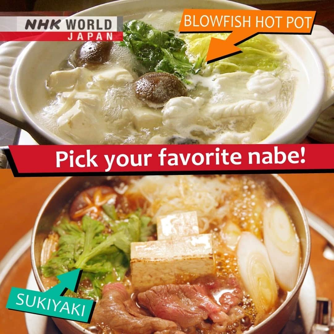 NHK「WORLD-JAPAN」さんのインスタグラム写真 - (NHK「WORLD-JAPAN」Instagram)「😋Nabe, or hot pot, is a classic winter crowd-pleaser. 🍲 Japan has so many regional varieties. What’s your pick?🤔 . 👉Watch｜Seasoning the Seasons - Sharing Happiness: Hot Pots in Japan｜Free On Demand｜NHK WORLD-JAPAN website.👀 . 👉Tap the link in our bio for more on the latest from Japan. . . #hotpot #nabe #鍋 #japanesehotpot #winterfood #pufferfish #blowfish #fugu #sukiyaki #japanfood #japanesefood #japanesecooking #oishii #japanesecuisine #umami #japan #SeasoningtheSeasons #nhkworld #nhkworldjapan #nhk」2月8日 7時00分 - nhkworldjapan