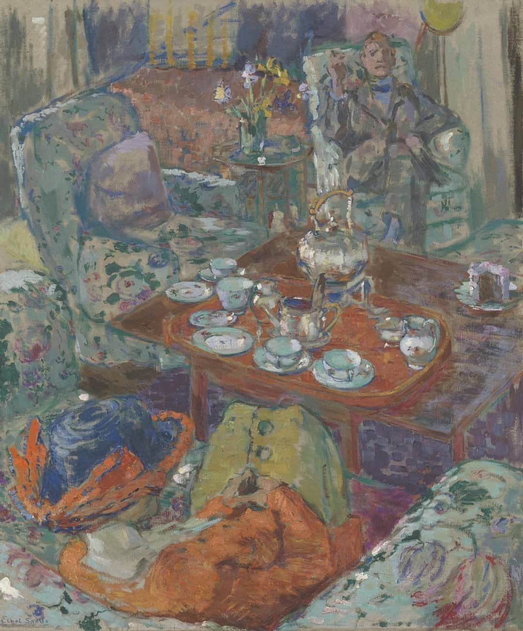 テート・ギャラリーさんのインスタグラム写真 - (テート・ギャラリーInstagram)「#WorkOfTheWeek by Ethel Sands reminds us that tea with friends will return. ☕  ​The painting shows the artist's two lifelong friends, painters Walter Sickert and Nan Hudson. The tea is set for three and, as they wait for the kettle, with the teapot lid open, Sands has seemingly left the sofa to paint the scene—the result, a charming record of a cherished and pleasurable time.  ​ ​Ethel Sands, Tea with Sickert c.1911–12, Tate collection.」2月8日 21時19分 - tate