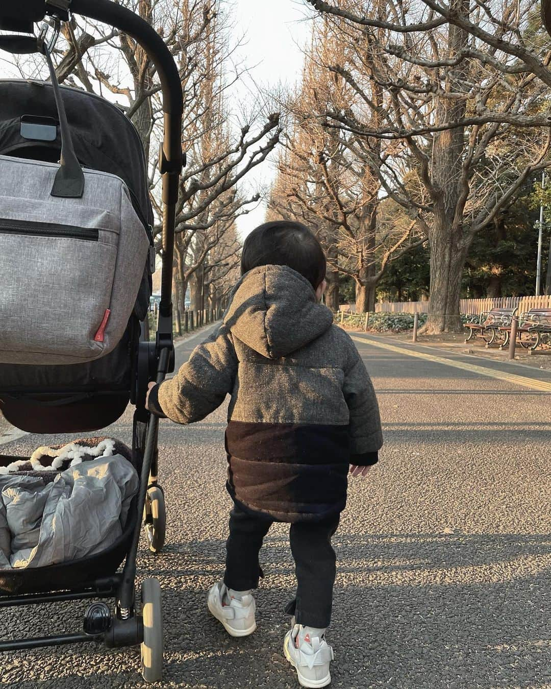 酒匂彩名のインスタグラム：「: 休日は天気も良かったのでたーくさん歩きました☺️ この日は40分近く休まずベビーカーを押しながら、お話しつつ歩き続けてビックリ😳 あとでGoogle mapで距離測ったら1.5km弱も歩いてたー！！ まだまだ歩きたそうだったけど、交通量とかで心配だったからベビーカーに座って貰いましたが…成長を実感したよー🥺 3ヶ月ぐらい前まで20歩ほど歩けたらすごーい！って褒めてたのに…。 子供の成長って早いなぁ…。 : : #子育て　#1歳半　#ヨチヨチ歩き　#お散歩　#赤ちゃんのいる生活　#赤ちゃんのいる暮らし #どんどんキッズになっていく…  #うれしさみし　#息子　#子供とお散歩　#1歳児ママ」