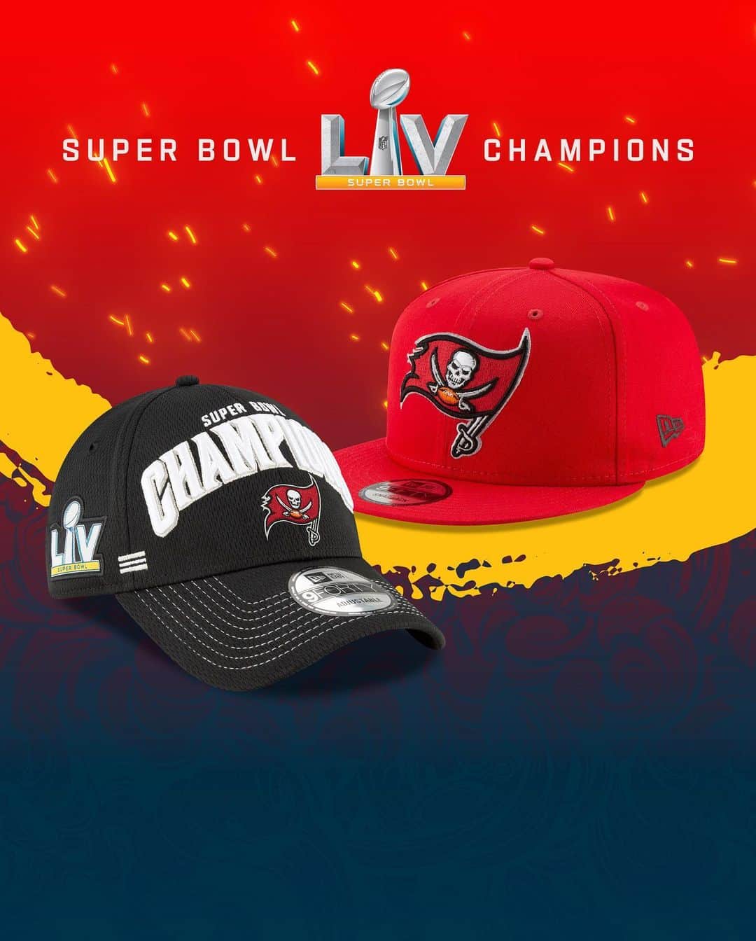 ニューエラ・キャップのインスタグラム：「The @buccaneers are Super Bowl Champions! Get the official champions collection now at neweracap.com . Link in bio 🏴‍☠️ 🏆」