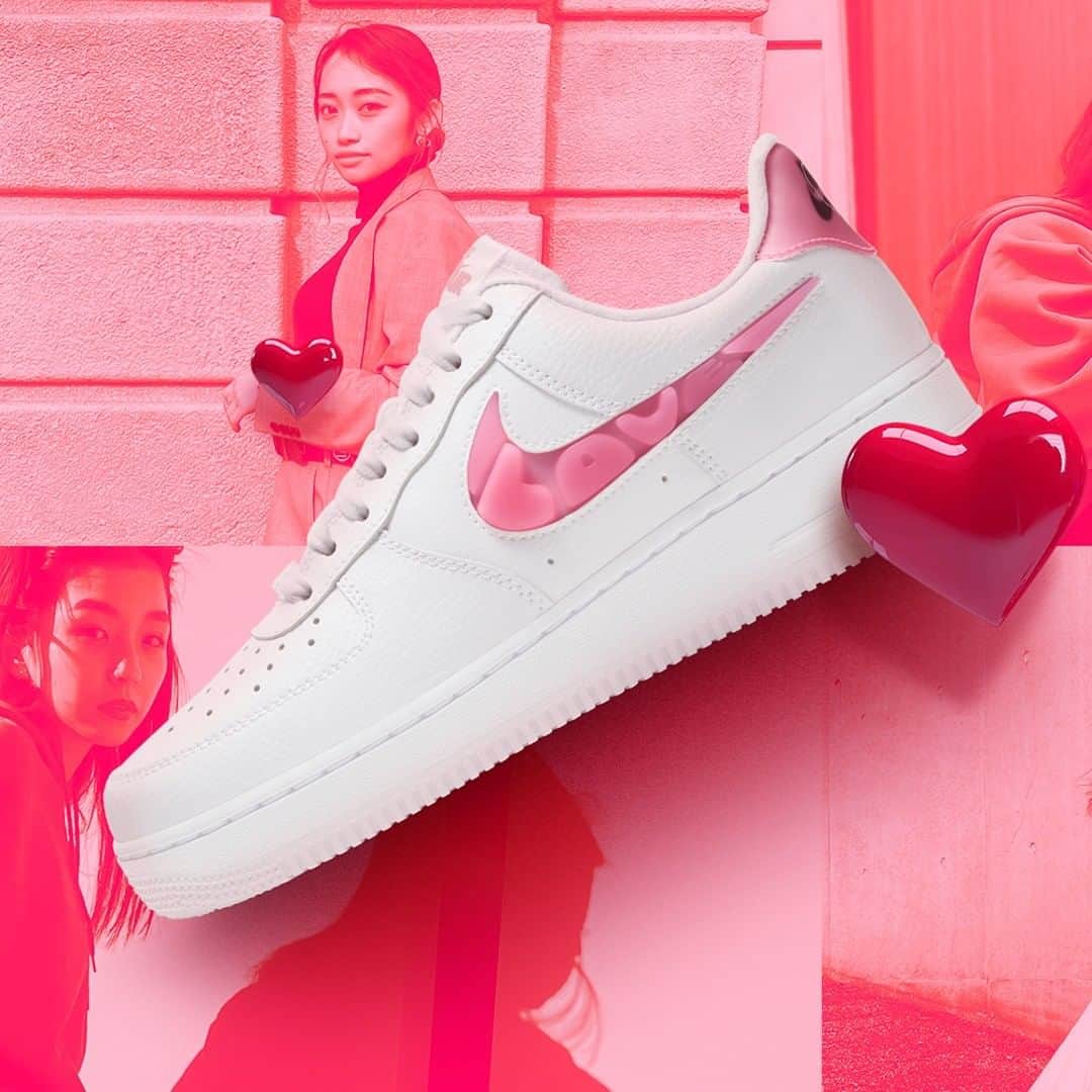 のインスタグラム：「【NEW🙌】NIKE AIR FORCE  1 '07 SE  CV8482-100 ¥11,000+tax  人気のエア フォース 1 にLOVEメッセージを加えた一足。 張りのあるレザー、大胆なカラー、適度な光沢で個性が際立つデザインです。  #abcmart #abcマート #ABCGS #NIKE #ナイキ #nikeairforce1 #af1 #エアフォース1 #👟」