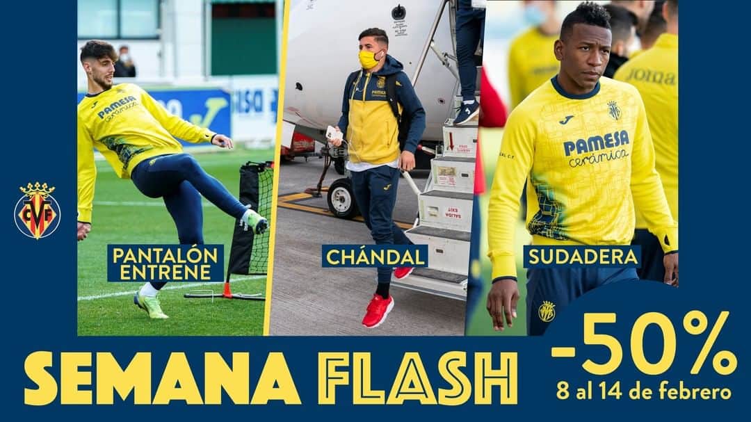 ビジャレアルCFのインスタグラム：「¡Aprovecha un nueva Semana Flash ⚡🤑 para hacerte con nuestras prendas oficiales a mitad de precio!  Make the most of Flash Week ⚡️🤑 to get our merchandise at half price! . #futbol #soccer #football #submarino」