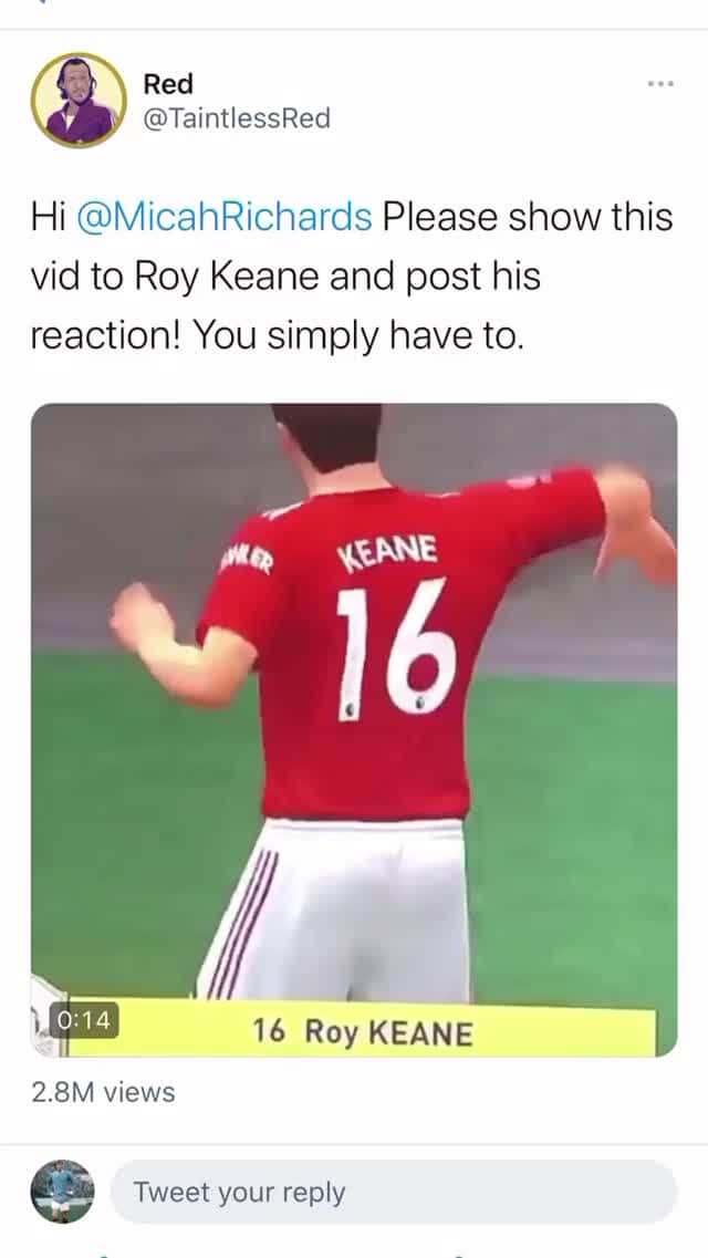 マイカ・リチャーズのインスタグラム：「The good side of social media 🤣🤣🤣.   Love Roy... it’s pleasure to work with him, Graeme Souness, @davidbgjones and all the team @skysports... particularly on days like yesterday!   #roykeane #skysports #fifa」
